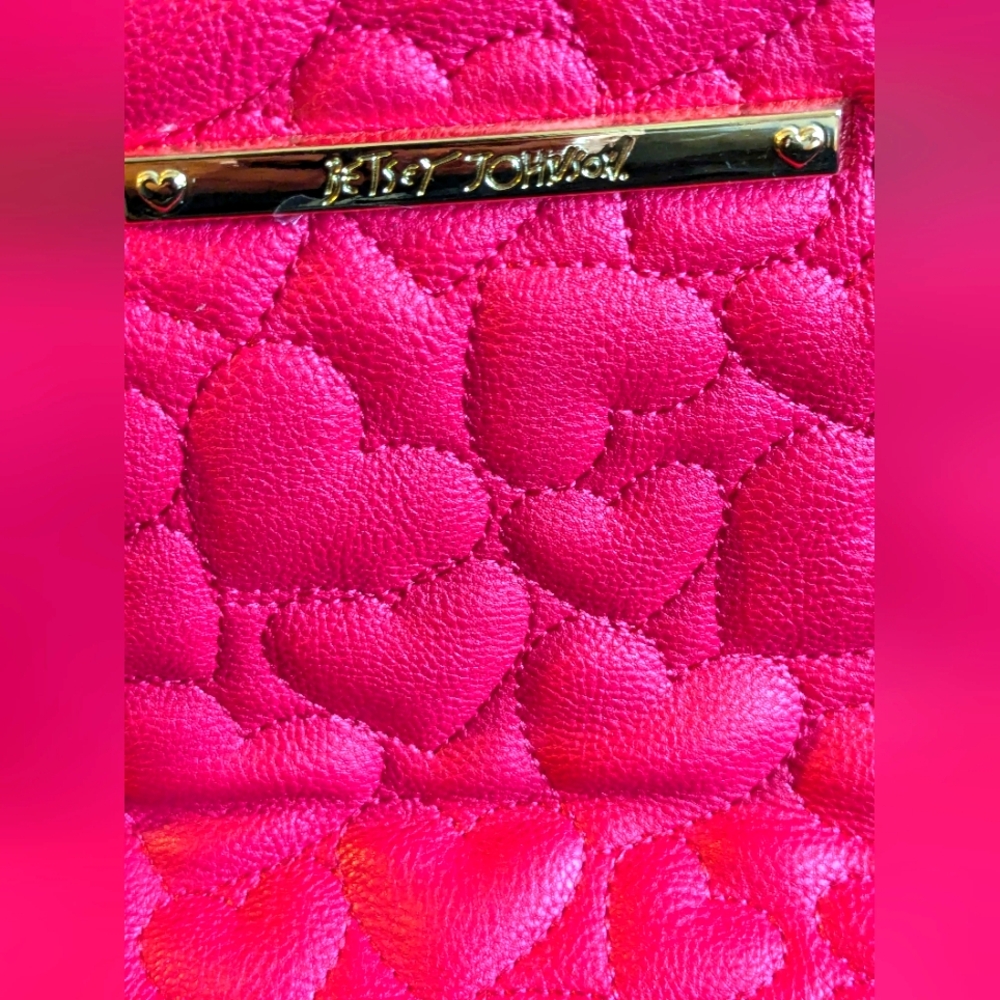 Betsey Johnson Pink Quilted Heart Clutch